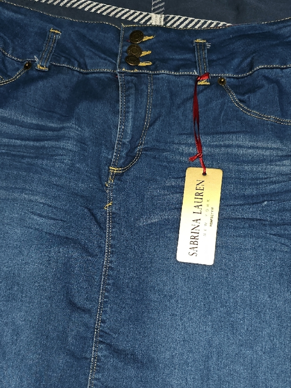 Sabrina Lauren Blue Denim Pencil Skirt - Classic Women's Style - Picture 8 of 8